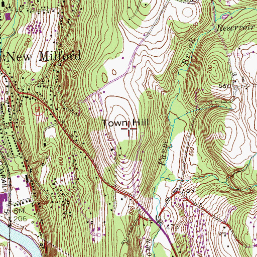 Topographic Map of Town Hill, CT