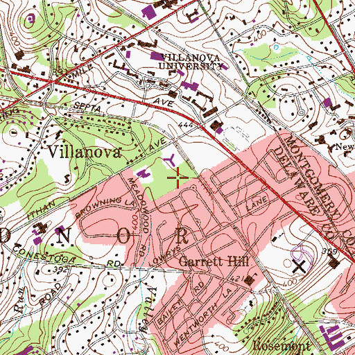 Topographic Map of Caughlin Hall, PA