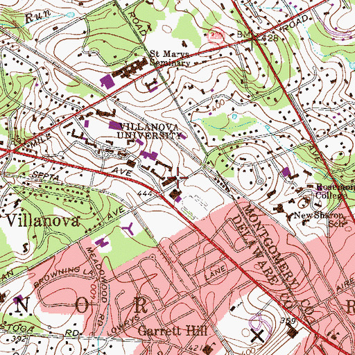 Topographic Map of Father Joseph Bartley Hall, PA