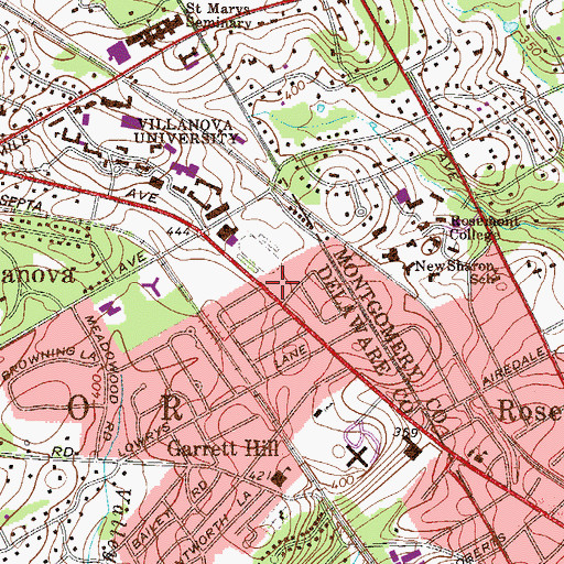 Topographic Map of Galberry Hall, PA
