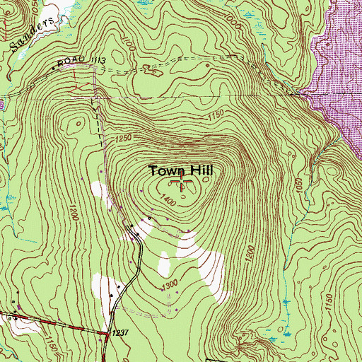 Topographic Map of Town Hill, CT