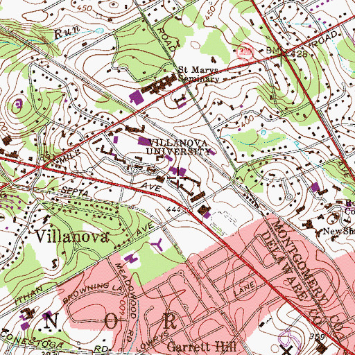 Topographic Map of Reverend Nicolas J Vasey Hall, PA