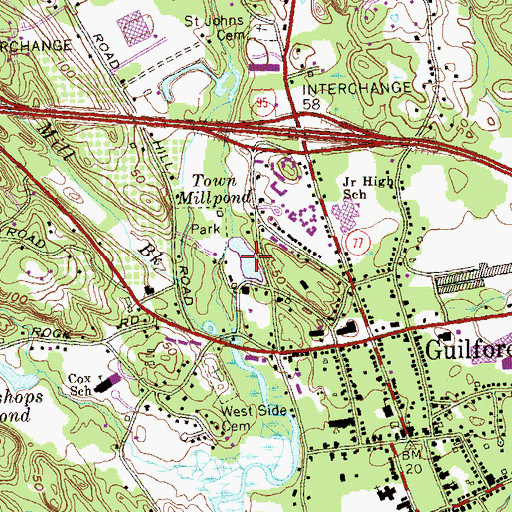 Topographic Map of Town Millpond, CT