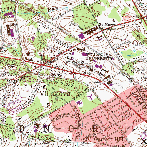 Topographic Map of Reverend Patrick Moriarty Hall, PA