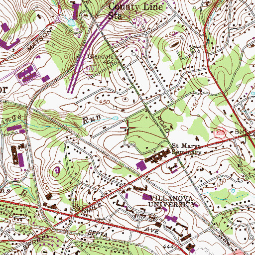 Topographic Map of Saint Clare of the Cross of Montefalco Hall, PA