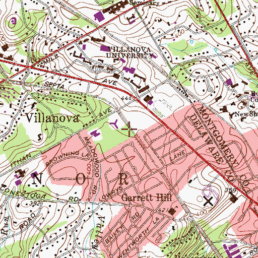 Topographic Map of Saint Monica Hall, PA