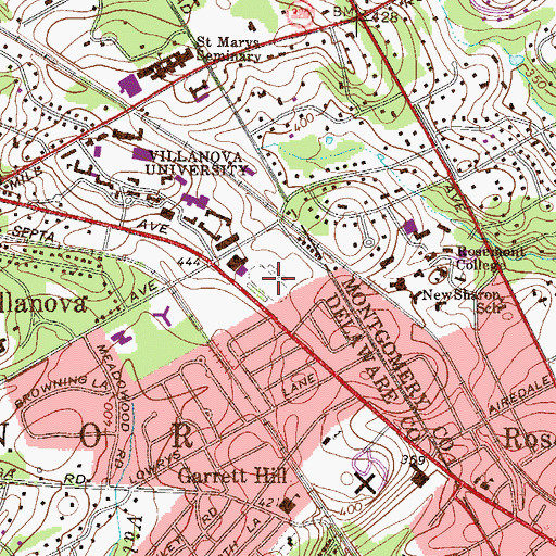 Topographic Map of Villanova Stadium, PA