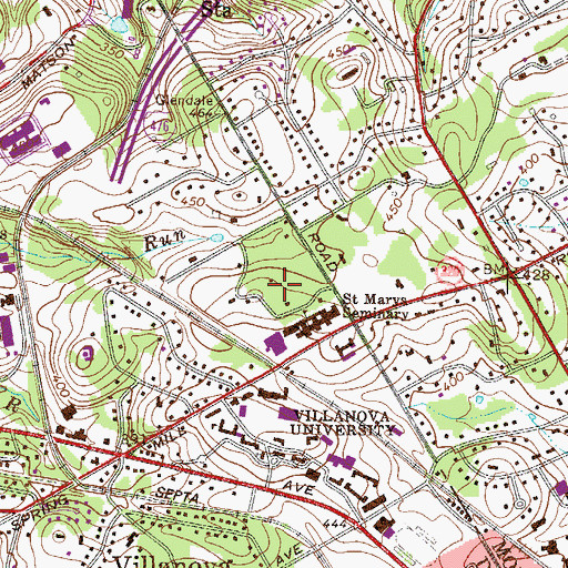 Topographic Map of William and Julia Moulden Hall, PA