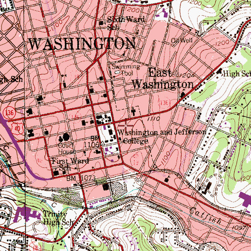 Topographic Map of Abraham Lincoln Hall, PA