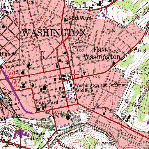 Topographic Map of Beau lll Hall, PA