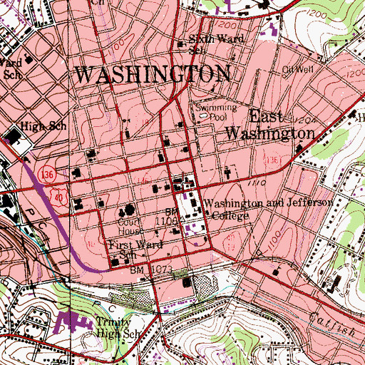 Topographic Map of Bica-Ross Hall, PA