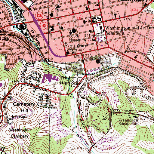 Topographic Map of Cameron Stadium, PA