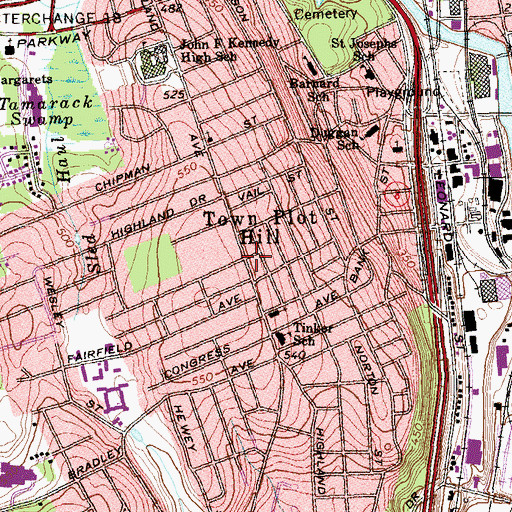 Topographic Map of Town Plot Hill, CT