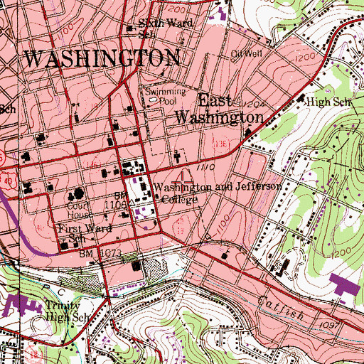 Topographic Map of Grover Cleveland Hall, PA