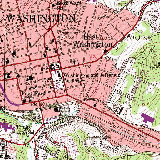 Topographic Map of Howard J Burnett Center, PA