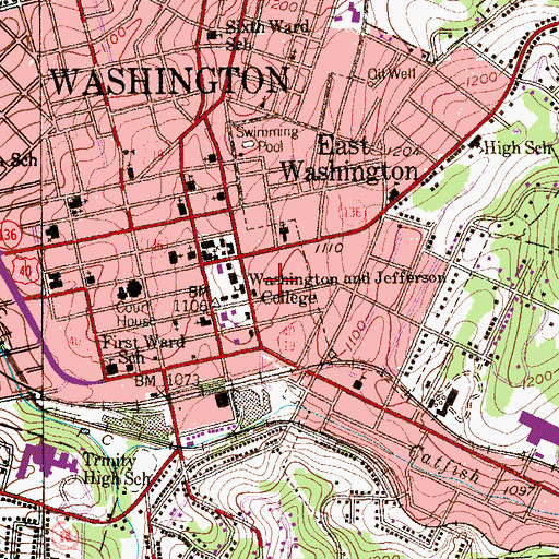 Topographic Map of James Buchanan Hall, PA