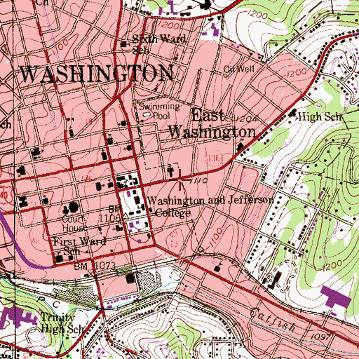 Topographic Map of James Ross Mellon Hall, PA