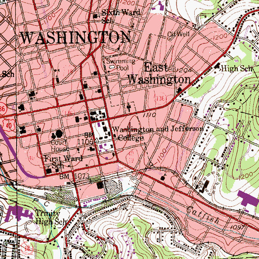 Topographic Map of John Adams Hall, PA