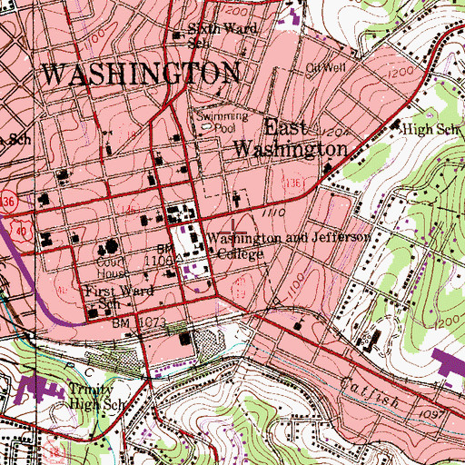 Topographic Map of Millard Fillmore Hall, PA