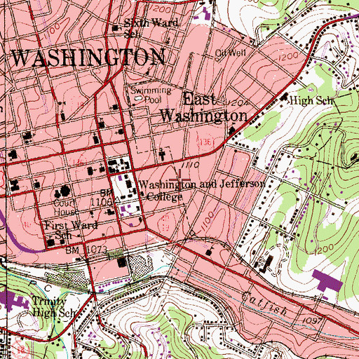 Topographic Map of Olin Fine Arts Center, PA