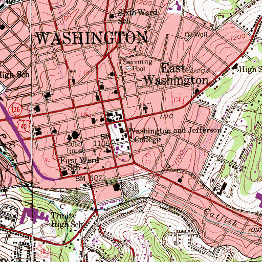 Topographic Map of Rossin Campus Center, PA