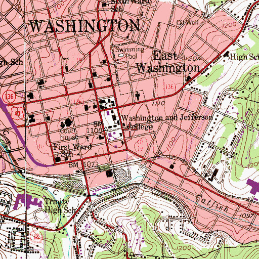 Topographic Map of U Grant Miller Library, PA