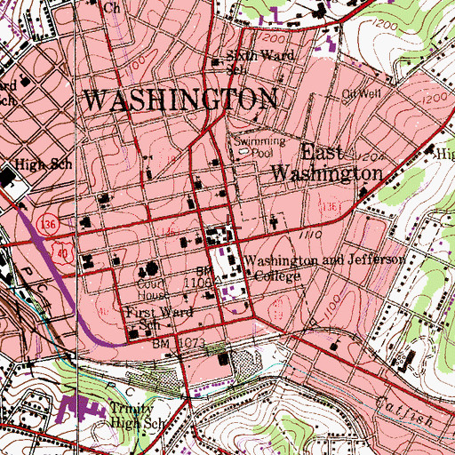 Topographic Map of Upper Class Hall, PA