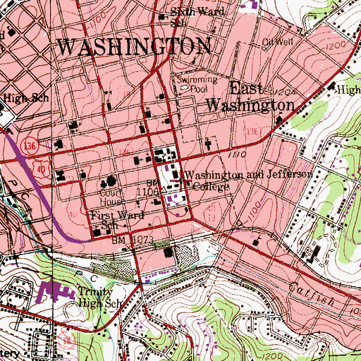 Topographic Map of William R Thompson Memorial Hall, PA