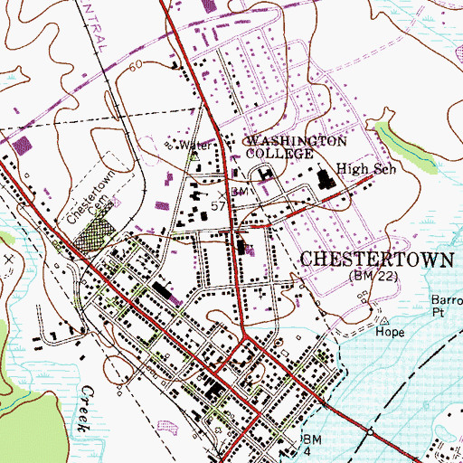 Topographic Map of Alumni House - Washington College, MD