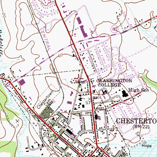 Topographic Map of Cecil House, MD
