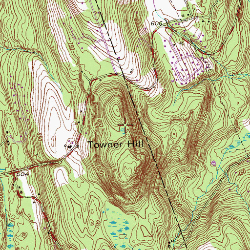 Topographic Map of Towner Hill, CT