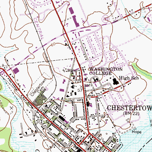 Topographic Map of Hodson Hall, MD