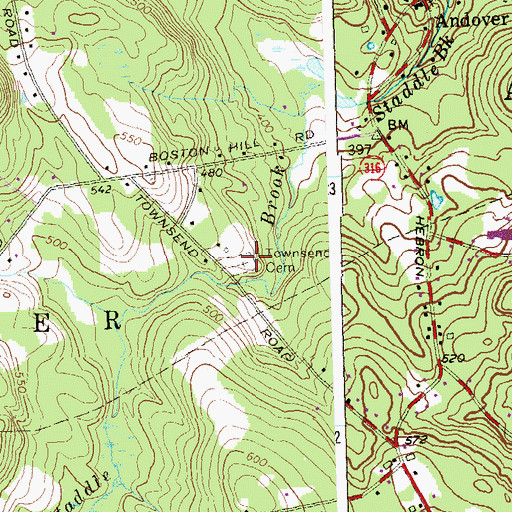 Topographic Map of Townsend Cemetery, CT