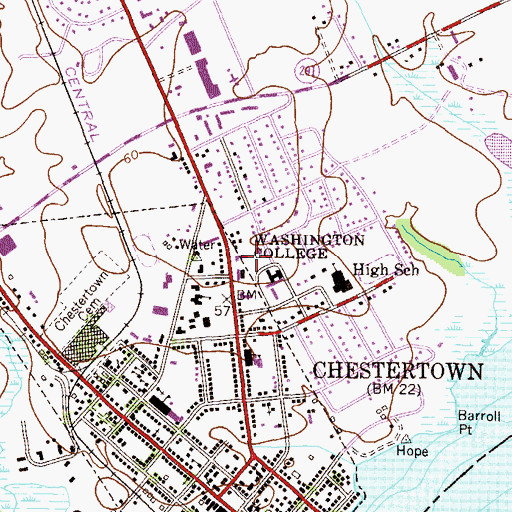 Topographic Map of Queen Anne's House, MD