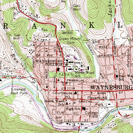 Topographic Map of Alumni Conference Building, PA