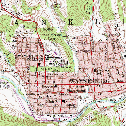 Topographic Map of Behl Humanites Building, PA
