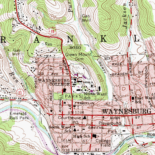 Topographic Map of Denny Hall, PA