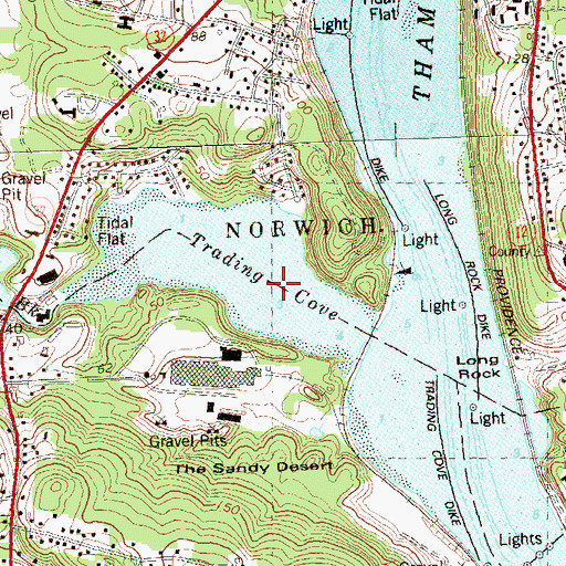 Topographic Map of Trading Cove, CT