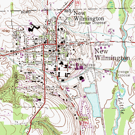 Topographic Map of Andrew J McKelvey Campus Center, PA