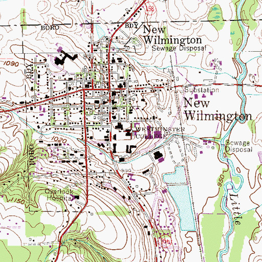 Topographic Map of Thompson - Clark Hall, PA