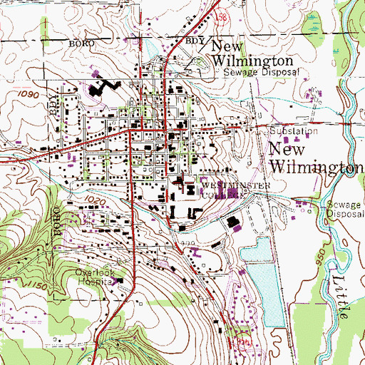 Topographic Map of Wallace Memorial Chapel, PA