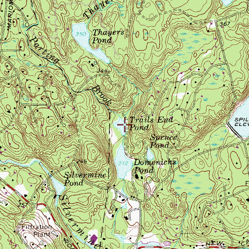 Topographic Map of Trails End Pond, CT