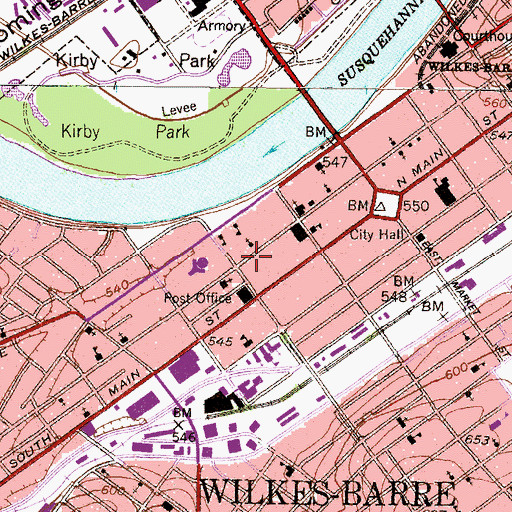 Topographic Map of Anna Welles Hollenback Hall, PA