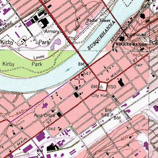 Topographic Map of Arnold and Sandy Riflin Hall, PA