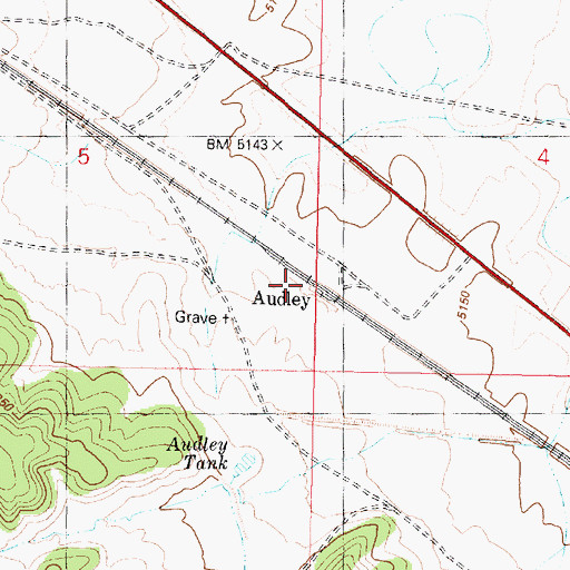 Topographic Map of Audley Railroad Station, AZ
