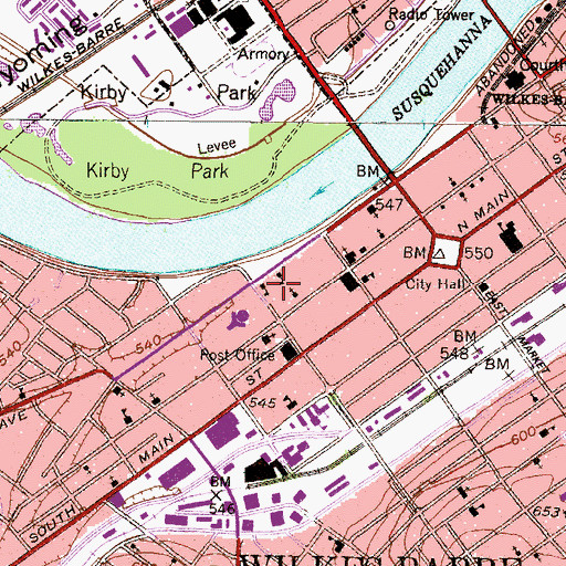 Topographic Map of Charles N Burns Alumni Tower and Carillon, PA