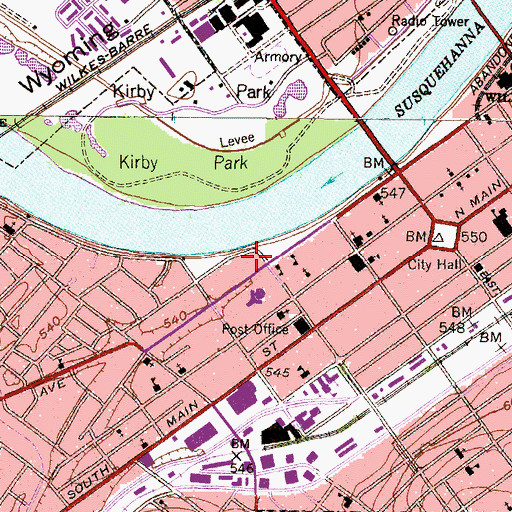 Topographic Map of Dorothy Dickson Darte Center for the Performing Arts, PA