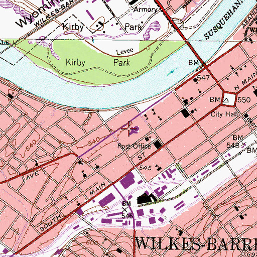 Topographic Map of Frances Slocum Hall, PA