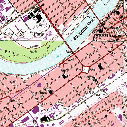 Topographic Map of George Catlin Hall, PA