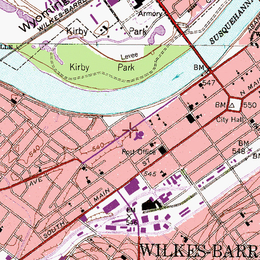 Topographic Map of Paul A O'Hop Hall, PA